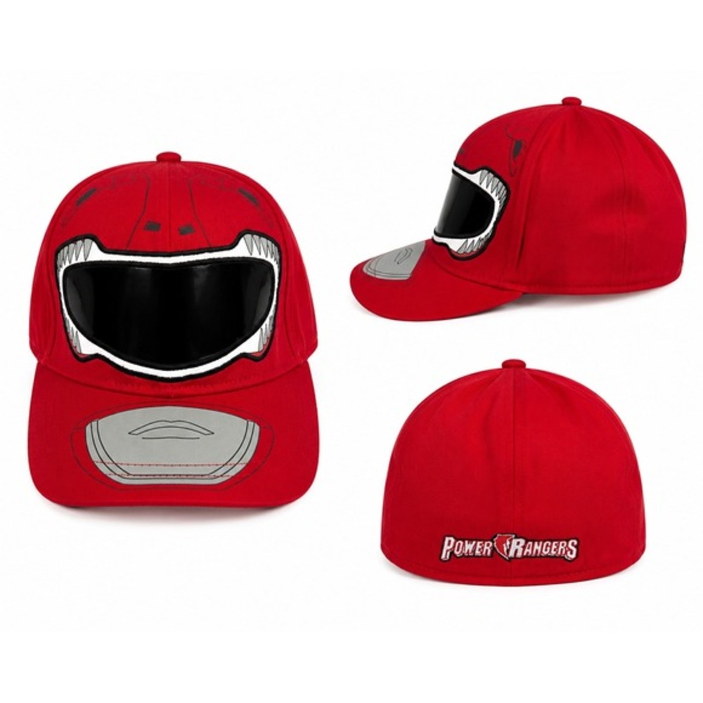 Power Rangers Red Ranger Helmet Hat Mighty Morphin Red Cotton Baseball Cap Logo